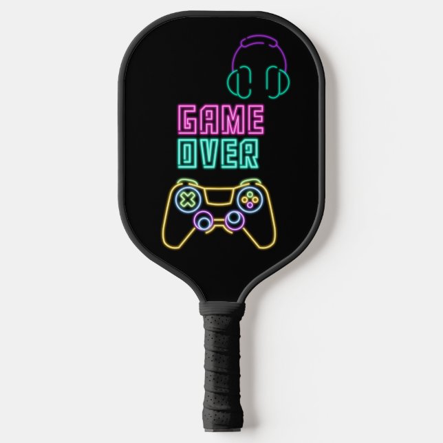 Cool Neon video game  Pickleball Paddle (Front)