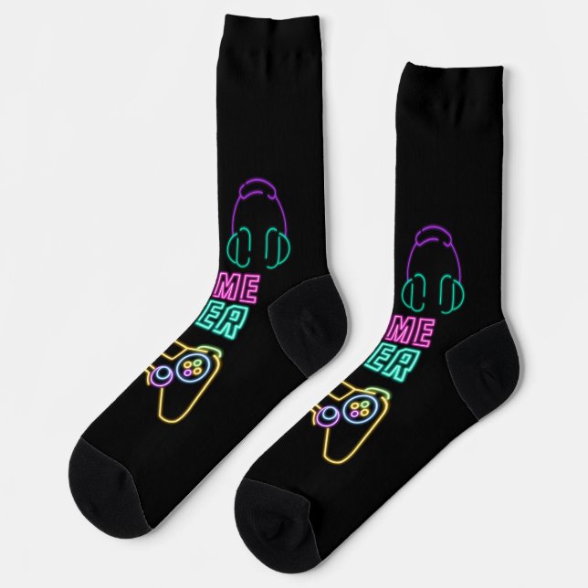 Cool Neon video game. Socks (Left)