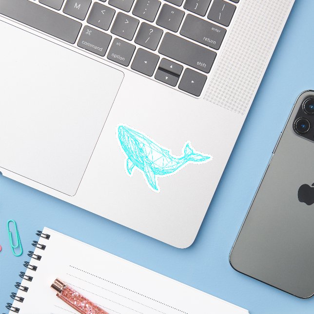 Cool Neon Whale Cyberpunk Sticker (Laptop w/ iPhone)