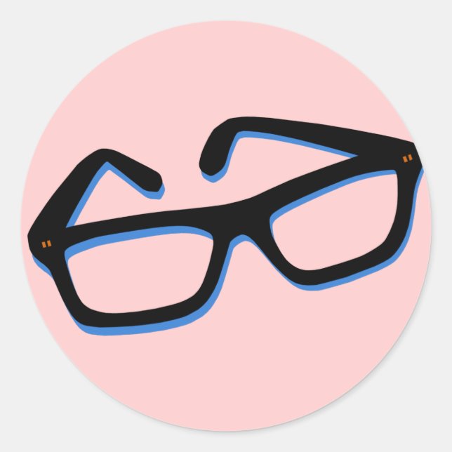 Cool Nerd Glasses Classic Round Sticker (Front)