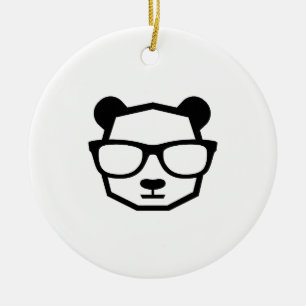 Cool Nerd Panda Geometric Icon Ceramic Tree Decoration