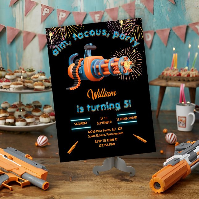 Cool Nerf Wars Party Top Gun 5th Birthday  Invitation (Creator Uploaded)