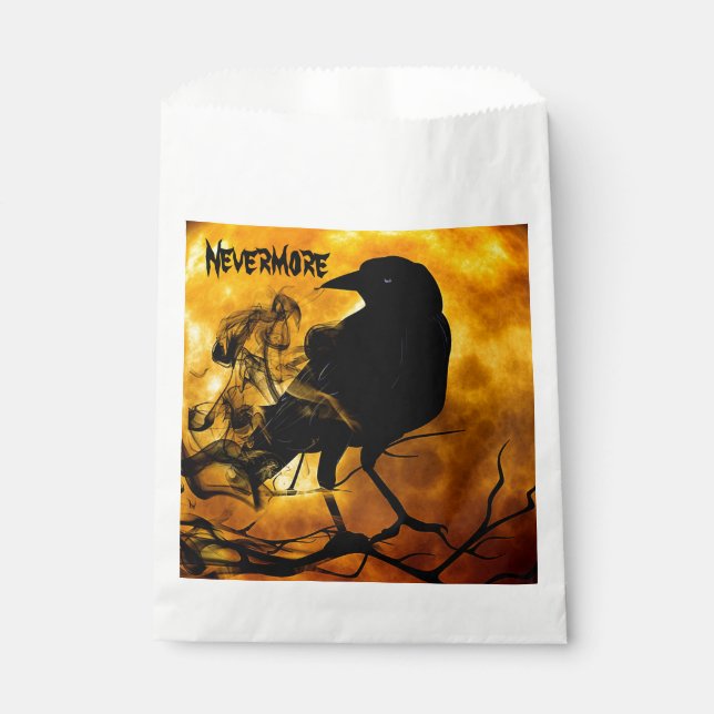 Cool 'Nevermore' Raven Orange Moon Black Spectre Favour Bags (Front)