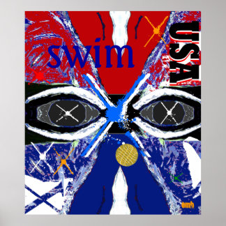 Cool New Large USA Sports Art Swimming Poster