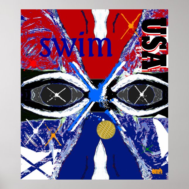 Cool New Large USA Sports Art Swimming Poster (Front)