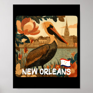 Cool New Orleans Colours Costume with Brown Pelica Poster