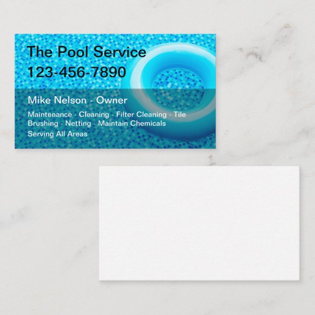 Cool New Swimming Pool Service Business Card (Front/Back)