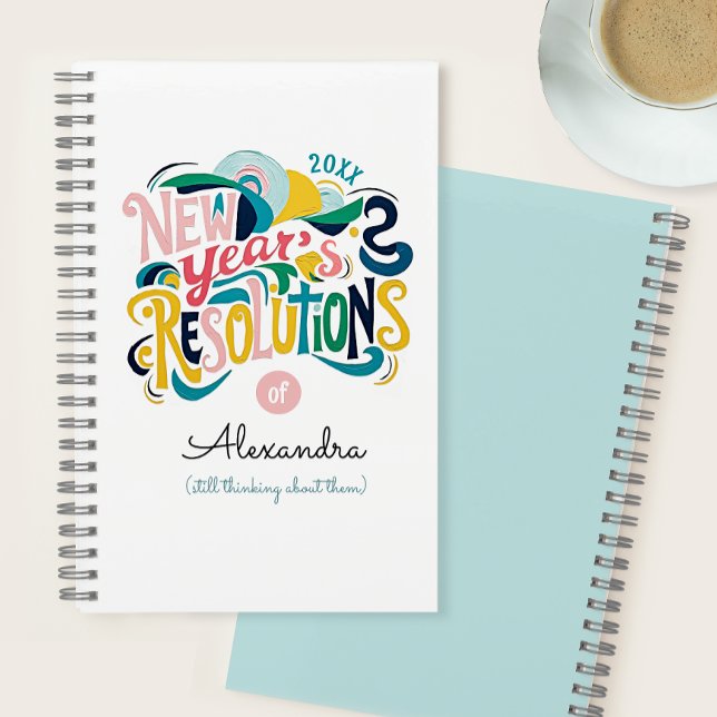 Cool New Year Resolutions Pastel Colour Paint Typo Notebook (Creator Uploaded)