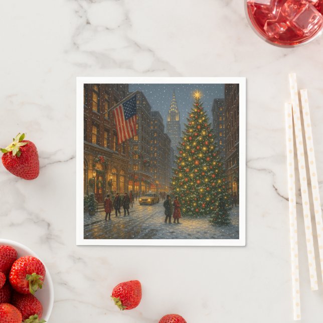 cool new york christmas streets napkin (Insitu)