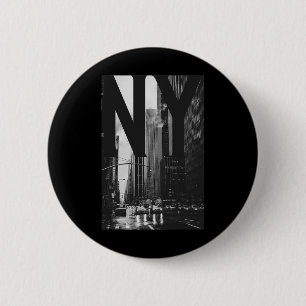 Cool New York City Abstract Skyline, Black &amp; W 6 Cm Round Badge