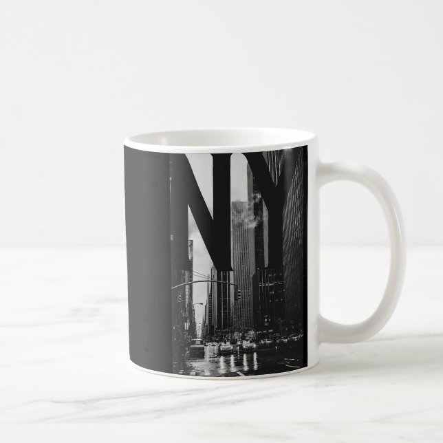 Cool New York City Abstract Skyline, Black &amp; W Coffee Mug (Right)