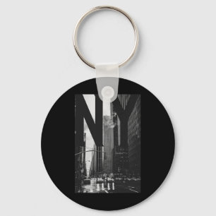 Cool New York City Abstract Skyline, Black &amp; W Key Ring