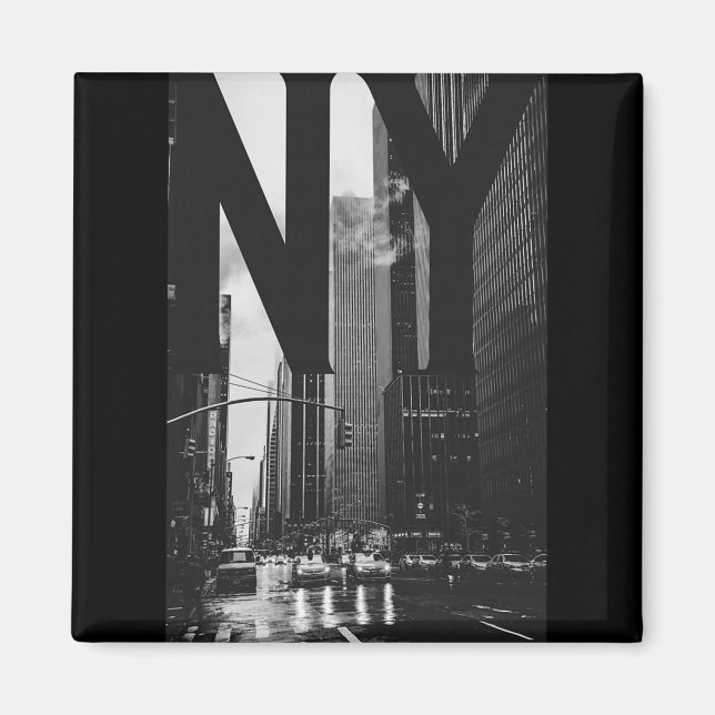 Cool New York City Abstract Skyline, Black &amp; W Magnet (Front)