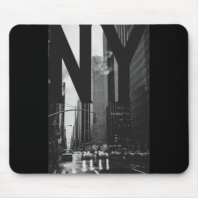 Cool New York City Abstract Skyline, Black &amp; W Mouse Mat (Front)