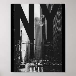 Cool New York City Abstract Skyline, Black &amp; W Poster