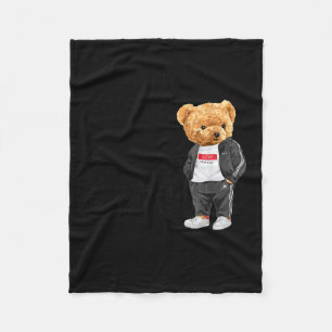 Cool New York City Teddy Bear Illustration Graphic Fleece Blanket