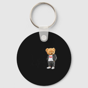 Cool New York City Teddy Bear Illustration Graphic Key Ring