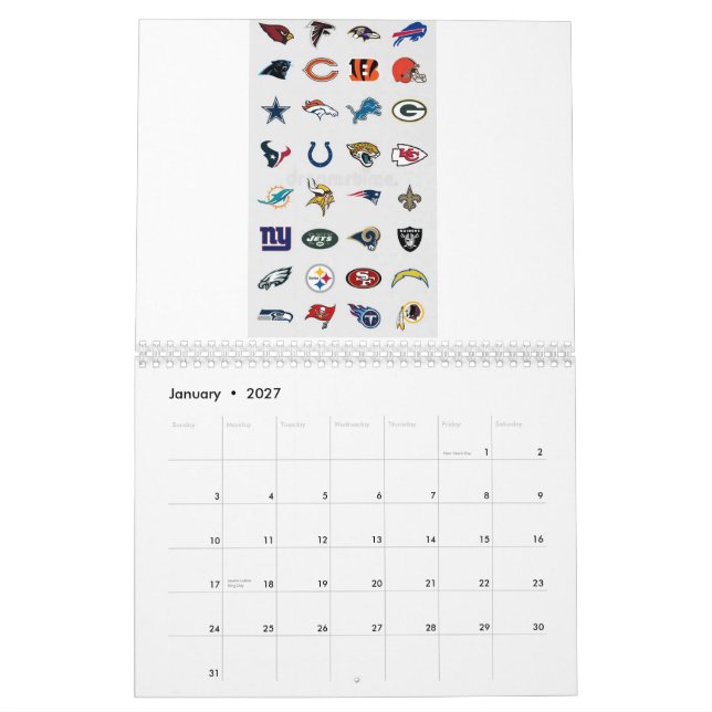 COOL NFL CALENDER CALENDAR (Jan 2027)