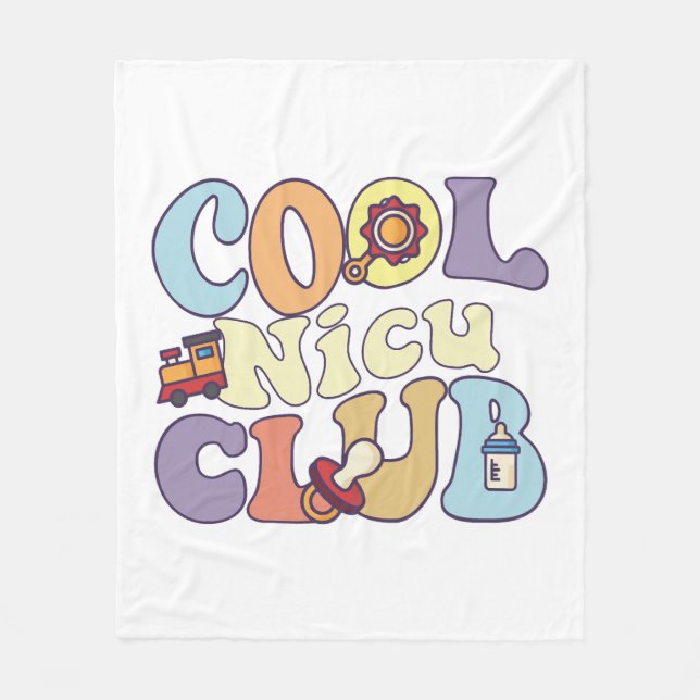 Cool Nicu Club Neonatal Intensive Care Unit Nurse Fleece Blanket (Front)