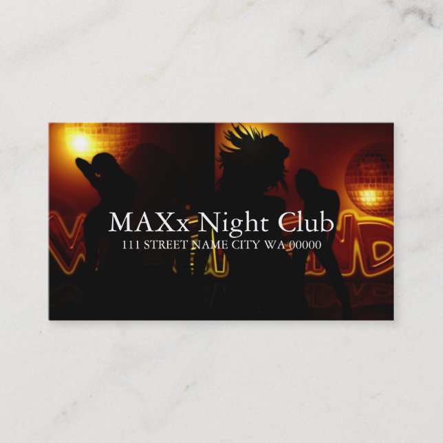 Cool Night Club Dancing Bar Nightlife Business Business Card (Front)