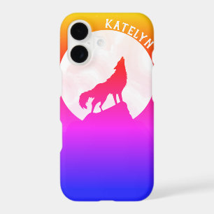 Cool Night Sky Moon With Wolf Personalised