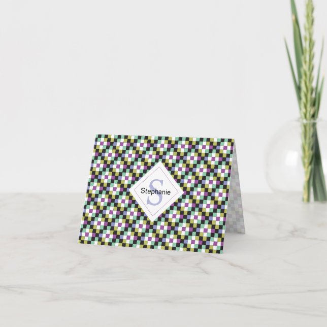 Cool Nine-Patch Quilt Pattern Note Card (Front)