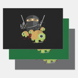 Cool Ninja and Turtle Warriors City Scene Gift Wrapping Paper Sheet