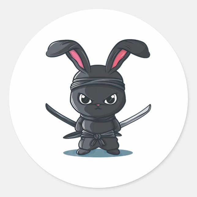 Cool Ninja Bunny Costume For Funny Samurai Easter  Classic Round Sticker (Front)