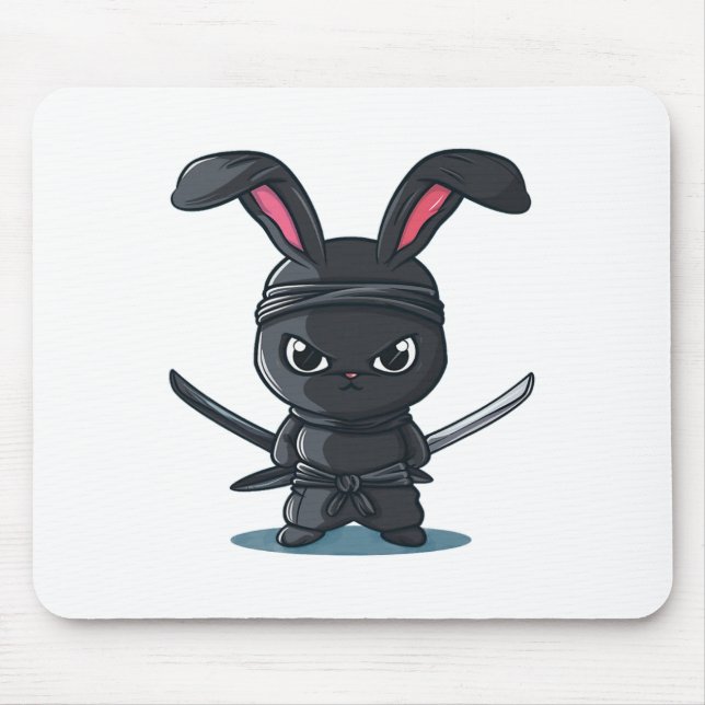 Cool Ninja Bunny Costume For Funny Samurai Easter  Mouse Mat (Front)