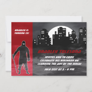 Cool Ninja in the City Birthday Invitation