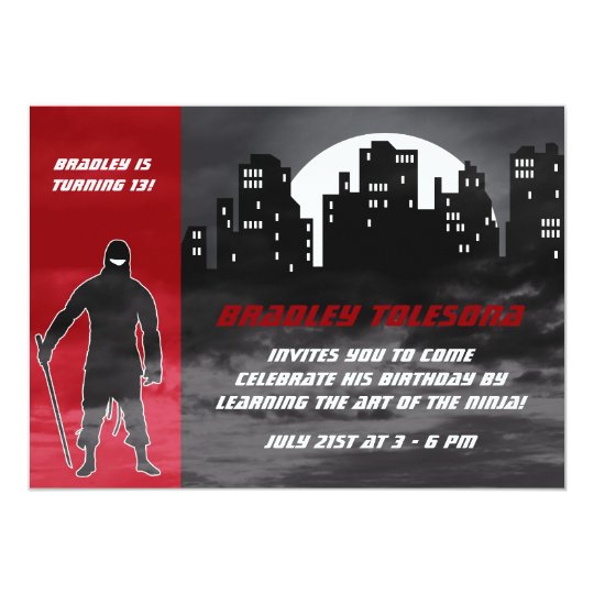 cool ninja in the city birthday invitation zazzle co uk