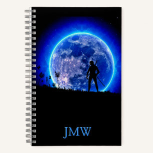 Cool Ninja Warrior Blue Moon Monogram Japan-Look Notebook