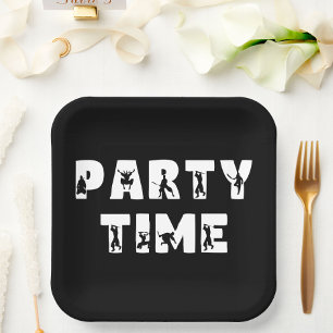 Cool Ninja Warrior Kid Black White Birthday Party Paper Plate