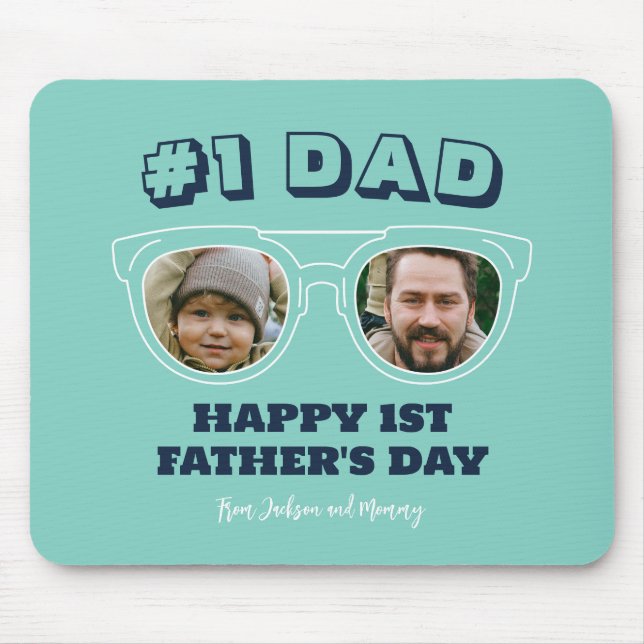 Cool No.1 Dad Custom Photo First Father's Day Mouse Mat (Front)