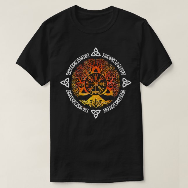 Cool Norse Viking Yggdrasil Awe Tree Of Life Retro T-Shirt (Design Front)