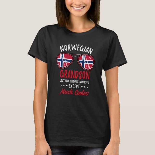 Cool Norwegian Grandson Sunglasses Norwegian Famil T-Shirt (Front)