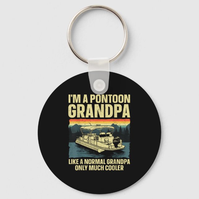 Cool Ntoon Boat Design For Grandpa Men Ntoon Boat  Key Ring (Front)