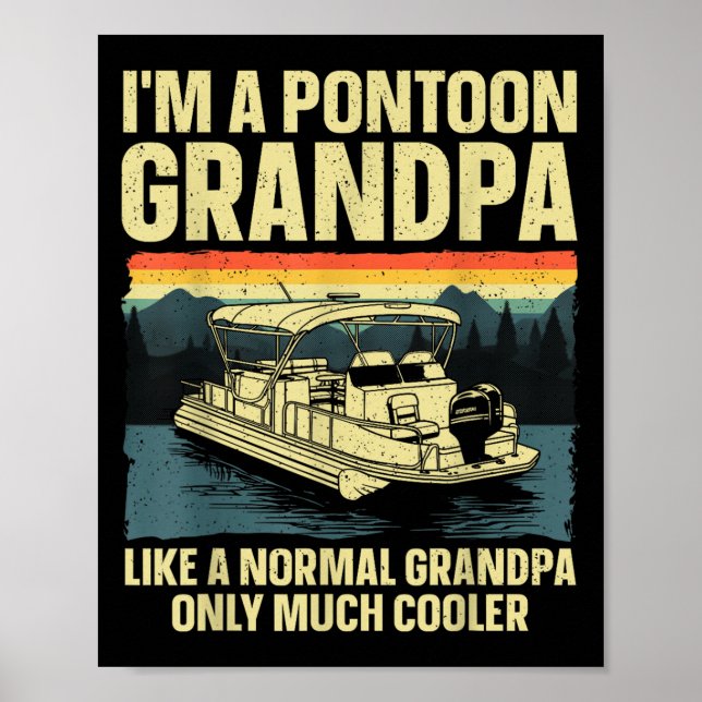 Cool Ntoon Boat Design For Grandpa Men Ntoon Boat  Poster (Front)