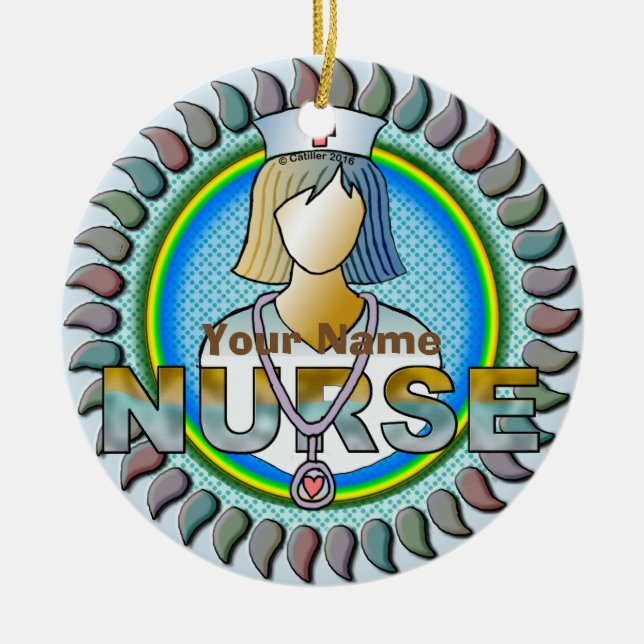 Cool nurse  ceramic tree decoration (Front)