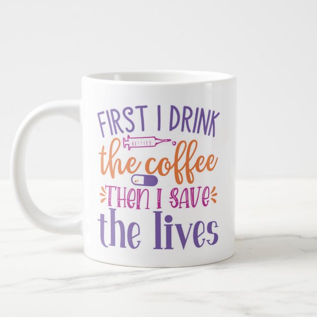 Cool Nurse & Doctor Design Large Coffee Mug (Left)