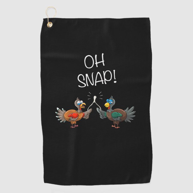 Cool Oh Snap! _ Funny Turkey With Wishbone Thanksg Golf Towel (Front)