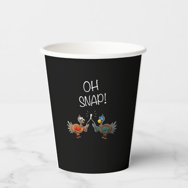 Cool Oh Snap! _ Funny Turkey With Wishbone Thanksg Paper Cups (Front)