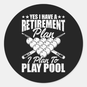 Cool Ol Design For Men Women Billiards Lover Ol Pl Classic Round Sticker