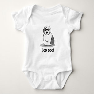 Cool Old English Sheepdog (Grey 1) Cute Funny Baby Bodysuit