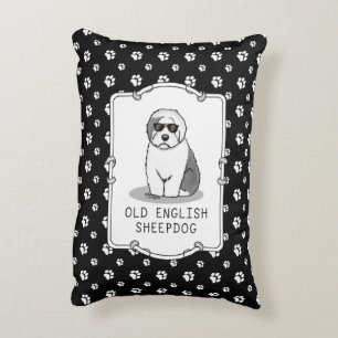 Cool Old English Sheepdog (Grey 1) Cute Funny Decorative Cushion