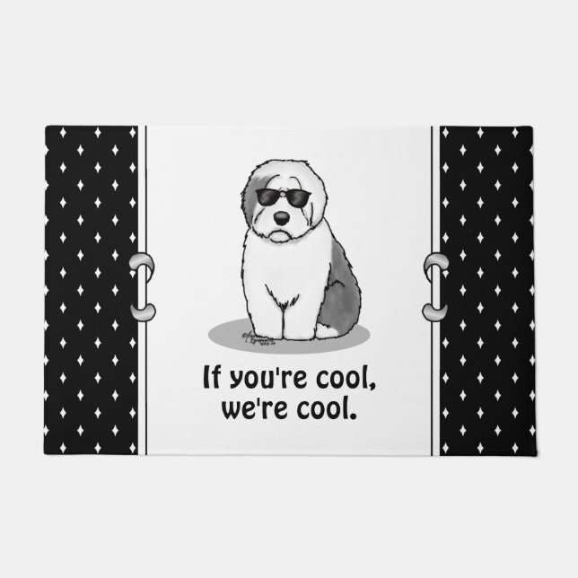 Cool Old English Sheepdog (Grey 1) Cute Funny Doormat (Front)