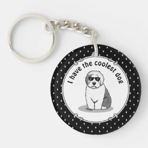 Cool Old English Sheepdog (Grey 1) Cute Funny Key Ring