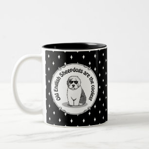 Cool Old English Sheepdog (Grey 1) Cute Funny Two-Tone Coffee Mug
