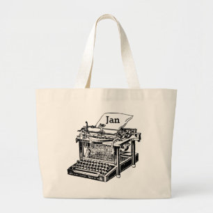 Cool Old Typewriter Graphic Totebag to Customise Large Tote Bag