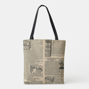cool old vintage catalogue newspaper pattern tote bag